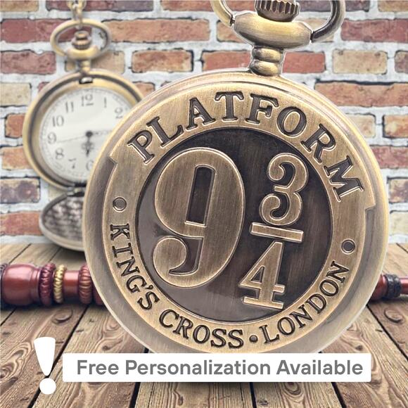 Fantasy Train Portal Pocket Watch – Personalized Magic Platform Design Vintage - Picture 1 of 11